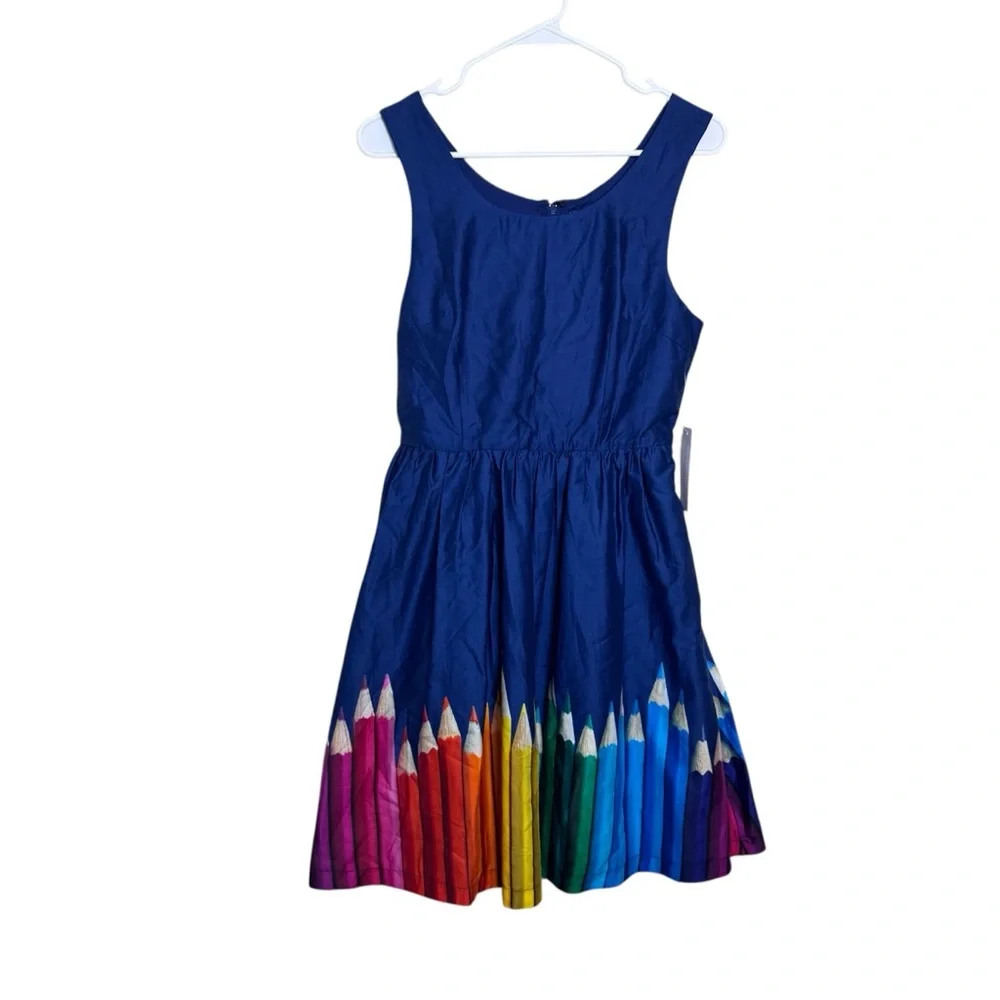 ModCloth Colored Pencils Rainbow Print Sleeveless Dress - Picture 1 of 12